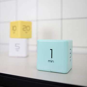 mooas Cube Timer (Mint), Flip Timer Productivity Timer, Time Management, Block Timer Kids Cube Timer Kitchen Timer Desk Timer for Studying Workout Classroom 1, 3, 5, 10 min Timer Setting