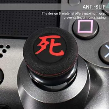 Playrealm FPS Thumbstick Extender x 2 & Printing Rubber Silicone Grip Cover x 4 for PS5 Dualsenese & PS4 Controller (Death of Kanji&Danger of Kanji)