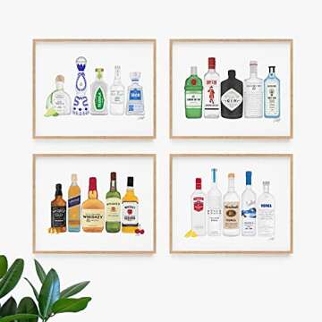 Bar Art Set of 4 | Wall Art | Poster | Art Print | Dorm Room Decor | Made in USA | Gallery Grade | P...