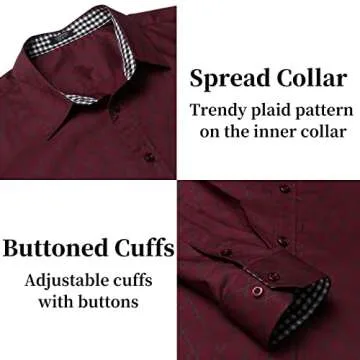 COOFANDY Mens Shirt Business Dress Slim Fit Casual Button Down Wine Red