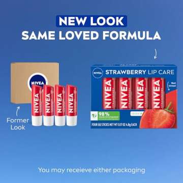 NIVEA Strawberry Lip Care, Tinted Lip Balm Pack with Shea Butter, Nourishing Oils and Vitamin C & E,...