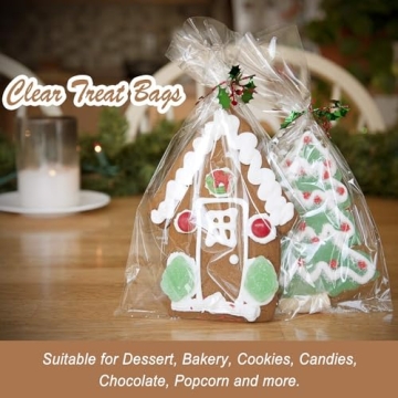 200 Pcs Clear Cellophane Treat Bags for Gifts and Packaging