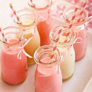 ALINK Biodegradable Paper Straws, 100 Pink Straws/Gold Straws for Party Supplies, Birthday, Wedding, Bridal/Baby Shower, Christmas Decorations and Holiday Celebrations