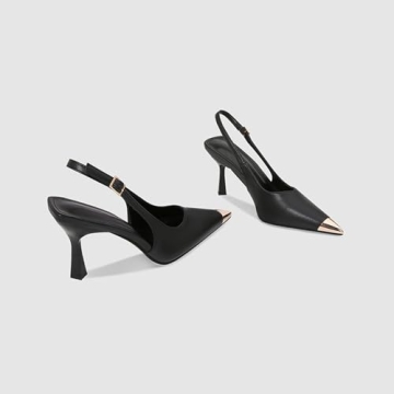 Elegant BHDJK Women’s Leather Pointed Slingback Pumps