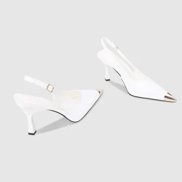 Elegant BHDJK Women’s Leather Pointed Slingback Pumps