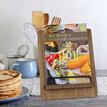 Wood Cookbook Stand Cookbook Holder: Kitchen Adjustable Cookbook Holder Recipe Stand for Counter Brown