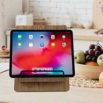 Wood Cookbook Stand Cookbook Holder: Kitchen Adjustable Cookbook Holder Recipe Stand for Counter Brown