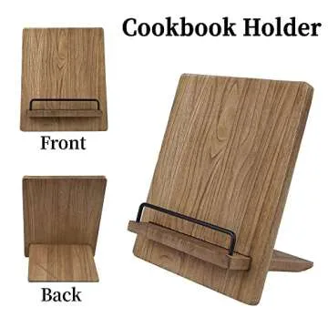 Wood Cookbook Stand Cookbook Holder: Kitchen Adjustable Cookbook Holder Recipe Stand for Counter Brown