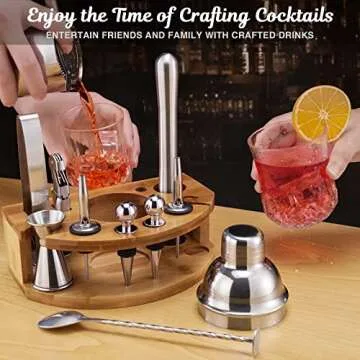 Bartender Kit with Bamboo Stand - Elegant 12 Piece Set