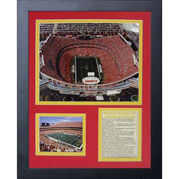 Legends Never Die Kansas City Chiefs Arrowhead Stadium Aerial Framed Photo Collage, 11 by 14-Inch