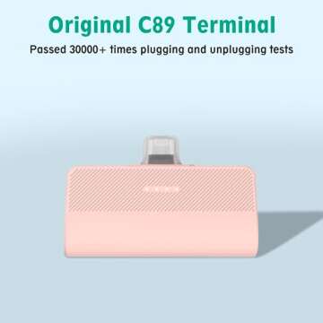 KKD Portable Charger for iPhone, Built-in MFi Certified Plug, 5000mAh Small Portable Phone Charger Power Bank for iPhone 14/13/12/11/XR/X/SE/8/7/6/6s/Pro Max/Plus,iPad,Pink