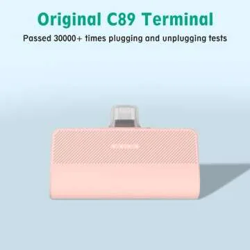 KKD Portable Charger for iPhone, Built-in MFi Certified Plug, 5000mAh Small Portable Phone Charger Power Bank for iPhone 14/13/12/11/XR/X/SE/8/7/6/6s/Pro Max/Plus,iPad,Pink