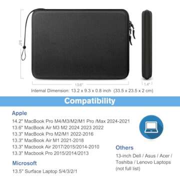 FINPAC Hard Laptop Sleeve Case for 13 inch MacBook Air M3 2024, 14 inch MacBook Pro M4/M3/M2/M1 A291...