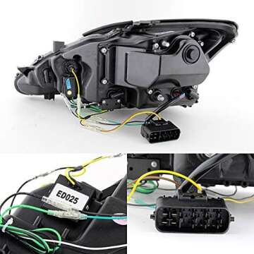 AKKON - For Lexus IS250 IS350 2IS Black Bezel Halo Projector DRL Daylight LED Strip Headlights Replacement Pair