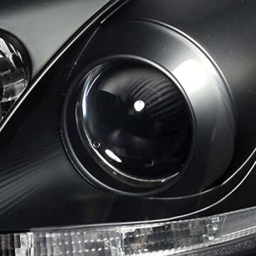 AKKON - For Lexus IS250 IS350 2IS Black Bezel Halo Projector DRL Daylight LED Strip Headlights Replacement Pair