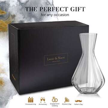 Crystal 2 Qt. Wine Decanter and Carafe, Set of 2 – Mouthblown Optic Glass Tea & Water Pitcher Beve...