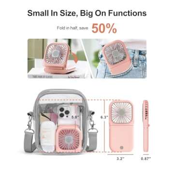 F-color Mini Fan Handheld Portable - 3 Speeds Personal Fan Rechargeable Handheld Fan, Folding Neck F...