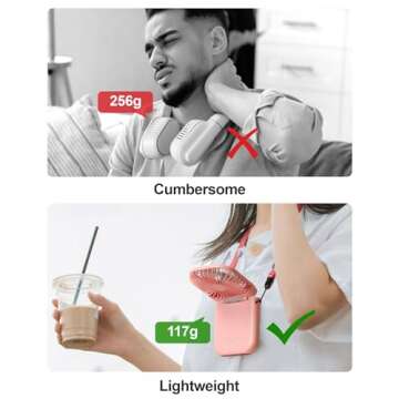 F-color Mini Fan Handheld Portable - 3 Speeds Personal Fan Rechargeable Handheld Fan, Folding Neck Fan for Summer Travel Beach Office College Outdoor Essentials for Women, Pink