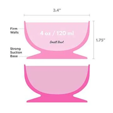 ChooMee Silicone Baby Suction Bowls | Non Slip Extra Strong Suction Base with Durable and Firm Bowl | Ideal for Infant and Toddler Baby Led Feeding | Small 2 CT