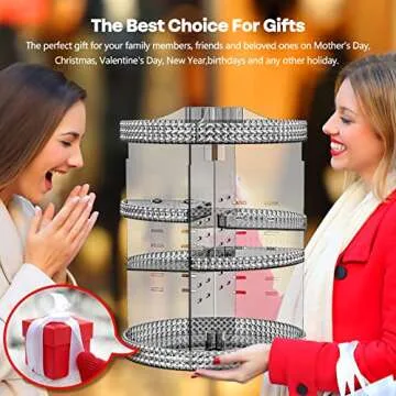 HEMTROY 360 Degree Rotating Makeup Organizer, Extra Large Capacity Cosmetic Storage Unit, Removable DIY 7 Layers Skincare Organizer, Acrylic Beauty Perfume Organizer for Vanity Countertop (Gray)