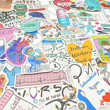 Aowplc 50 Pcs Nurse Stickers - Vibrant Vinyl Decals for Nurses and Students