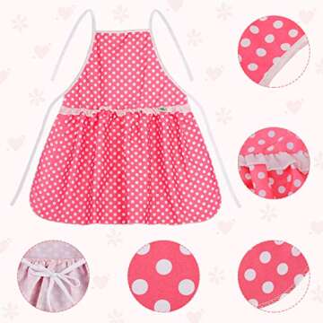 Kids Cooking Baking Set 19Pcs - Chef Hat and Matching Pink Apron for 3-8 Year Old Girls