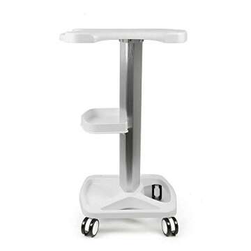 TFCFL Beauty Salon Trolley Stand - Aluminum Alloy + ABS Rolling Cart Trolley Holder Stand Large Portable Tattoo Workstation Stand Salon Instrument Table(Trolley stand white)