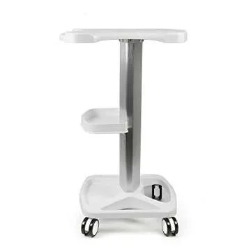 TFCFL Beauty Salon Trolley Stand - Aluminum Alloy + ABS Rolling Cart Trolley Holder Stand Large Portable Tattoo Workstation Stand Salon Instrument Table(Trolley stand white)