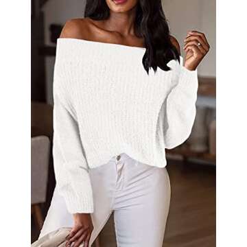 SySea Womens Off The Shoulder Sweaters Sexy Chunky Pullover Sweaters Oversized Knit Jumper Tops