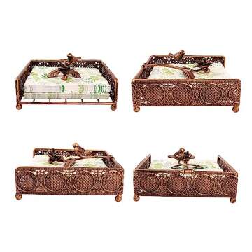 Elegant Flat Bronze Bird Metal Napkin Holder for Classic Dining Rooms and Kitchens
