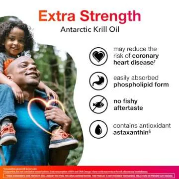 MegaRed Antarctic Krill Oil 500mg Omega 3 Fatty Acid Supplement, Extra Strength EPA & DHA Krill Oil ...