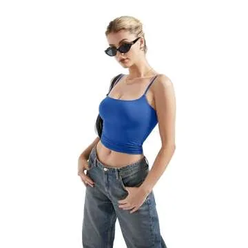 SUUKSESS Women Sexy Square Neck Tank Top Summer Y2K Going Out Tops Casual Sleeveless Basic Cami Shirts (Sapphire, M)