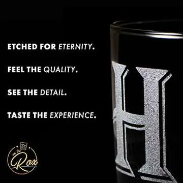 Monogrammed Gifts for Men - 4PC 11 Oz Custom Whiskey Glasses (W-Monogram) - Engraved Whiskey Glasses - Personalized Whiskey Glasses - Unique Bourbon Glasses - Personalized Glass Gifts for Dad