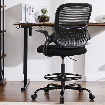 Sweetcrispy Drafting Tall Office Chair, High Ergonomic Standing Desk Computer Chairs-Mid-Back Mesh, ...