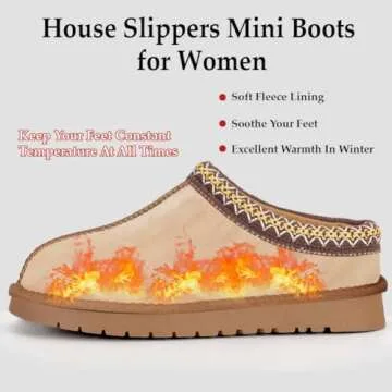 febatn Women's Platform Slippers Anti-Slip Mini Boots Fur Fleece Lined Sneakers Short Ankle Boot Com...