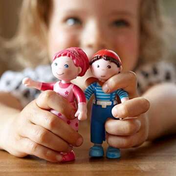 HABA Little Friends Matze - 4" Boy Dollhouse Toy Figure with Blue Overalls and Red Cap