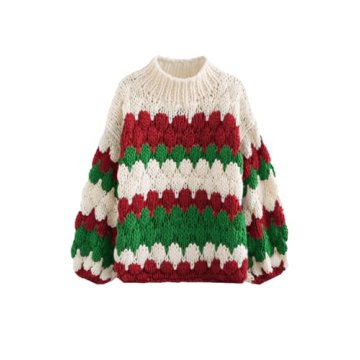 ZAFUL Womens Cute Sweater 2024 Trendy Color Block Stripe Pullover Sweaters Loose Oversized Cable Kni...