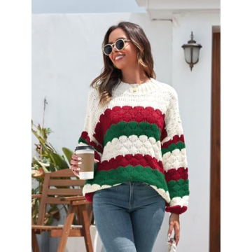 ZAFUL Women’s Cute Color Block Striped Sweater