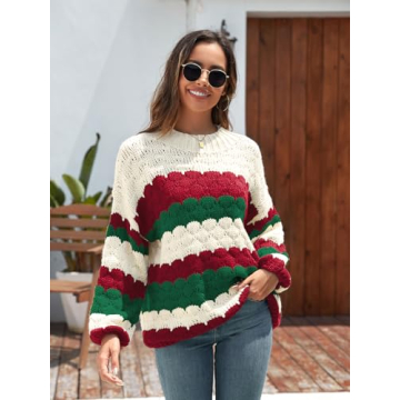 ZAFUL Women’s Cute Color Block Striped Sweater