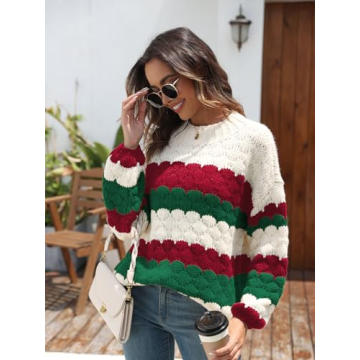 ZAFUL Women’s Cute Color Block Striped Sweater