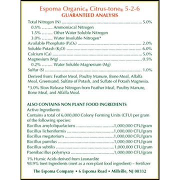 Espoma Organic Citrus-tone 5-2-6 Fertilizer for Citrus Trees