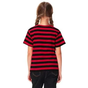 Halloween Freddy Kids Linus Costume Boys Black Red Striped T Shirt Crewneck Short Sleeve Basic Tee 9-10 Years