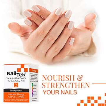 Nail Tek Intensive Therapy 2 Nail Strengthener for Soft, Peeling Nails - 0.5 oz Value 4-Pack