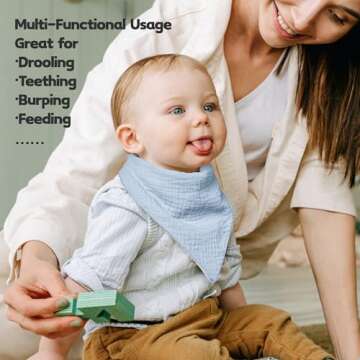 Susurration Muslin Baby Drool Bibs 6Pack Soft Triangular Adjustable Baby Bandana Bibs for Unisex Gir...