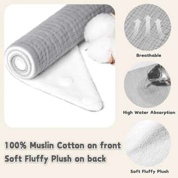 Susurration Muslin Baby Drool Bibs 6Pack Soft Triangular Adjustable Baby Bandana Bibs for Unisex Girls & Boys (Multicolored)