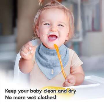 Susurration Muslin Baby Drool Bibs 6Pack Soft Triangular Adjustable Baby Bandana Bibs for Unisex Girls & Boys (Multicolored)