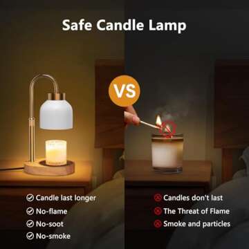 Candle Warmer Lamp, with Timer Dimmer and 2 Bulbs, Height and Brightness Adjustable, Modern Electric Wax Warmer for Women Mom, Best Birthday and House Warming Gift for New Home Decor
