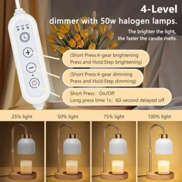 Candle Warmer Lamp, with Timer Dimmer and 2 Bulbs, Height and Brightness Adjustable, Modern Electric Wax Warmer for Women Mom, Best Birthday and House Warming Gift for New Home Decor
