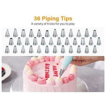 Kootek 42pcs Piping Bags and Tips Set, Cake Decorating Supplies Kits for Baking with 36 Numbered Frosting Icing Tips, 2 Reusable Pastry Bags, Easy Carry Storage Box and Other Baking Tools