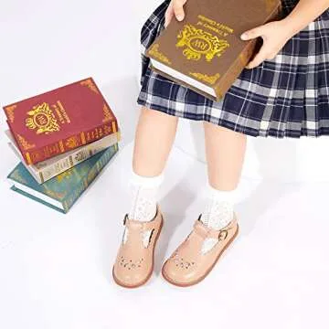 Felix & Flora Toddler Little Girl Nude Mary Jane Dress Shoes - Ballet Flats for Easter Flower Girl Party School Shoes（Nude,6 Toddler
